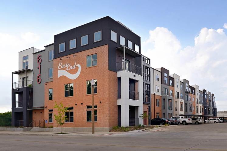 Modern apartment buildings in Denton Texas